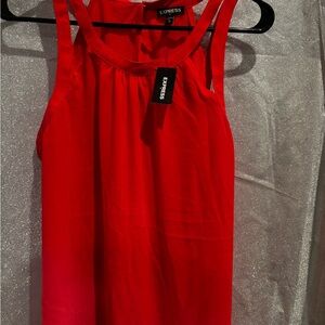 Express Red Mandarin Collar Sleeveless Tank Top
